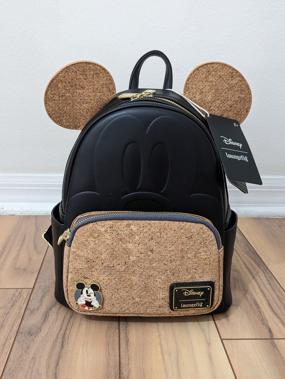 NWT! Loungefly Disney 's Mickey Mouse Corkboard Pin Display Ears Mini Backpack